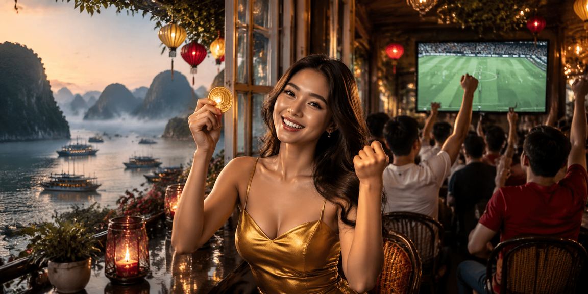 Người dùng kiểm tra ưu đãi hoàn tiền qua ứng dụng xsmbt2 tại vịnh Hạ Long bên tách cà phê
