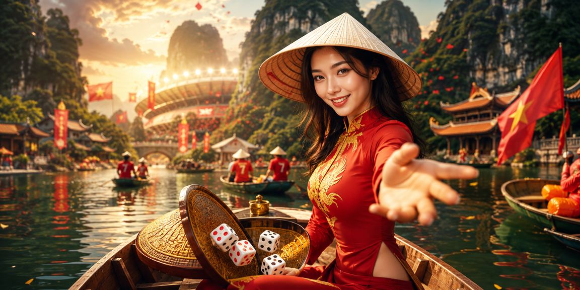 Người dùng xem bảng tài xỉu dice tại vùng nông thôn Ninh Bình với nón lá truyền thống